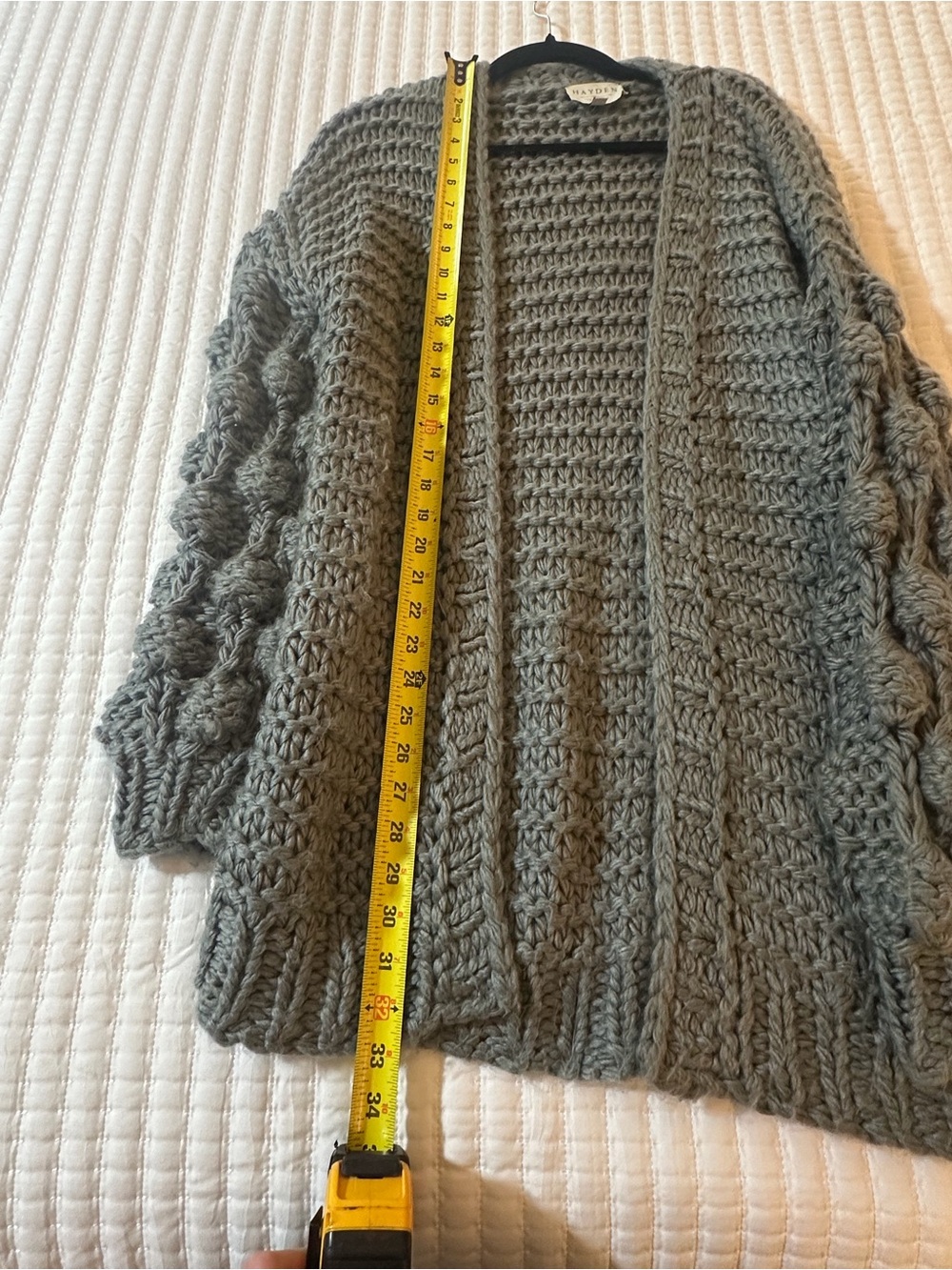 Hayden Los Angeles Women’s M/L Chunky Knit Open Front Cardigan Gray - Picture 8 of 10